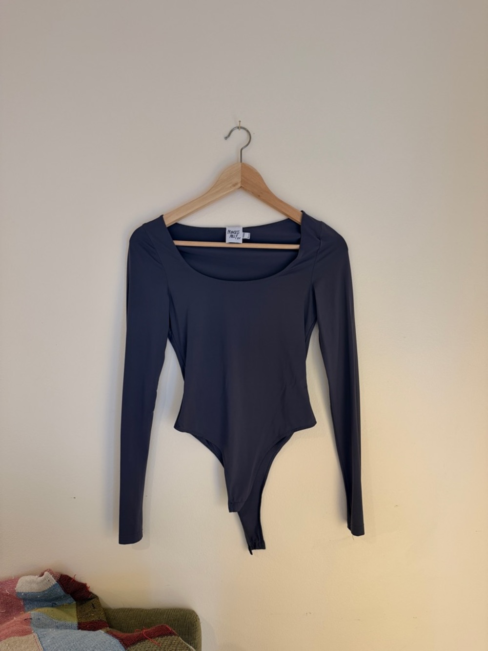 Princess Polly Charcoal Scoop Neck Long Sleeve Bodysuit